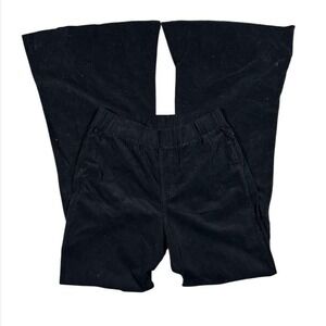 NWT Jardin  Black Corduroy Flare Bell Bottom Pants M High Rise Elastic Waist